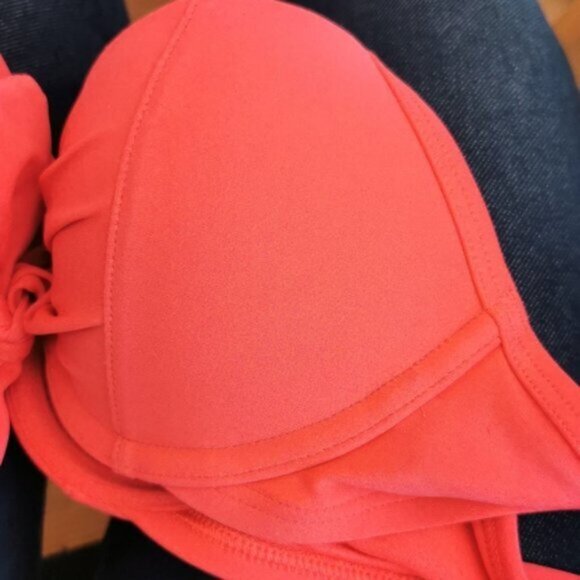 32B Aerie swim red bikini top with bow ties - Picture 6 of 6